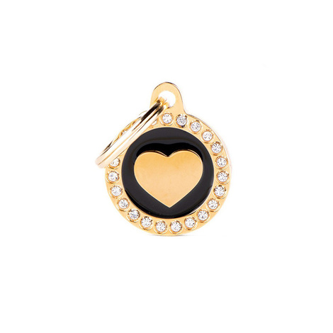 Engraved ID Tag for Dogs and Cats: Heart-Shaped Ring in Gold Glam