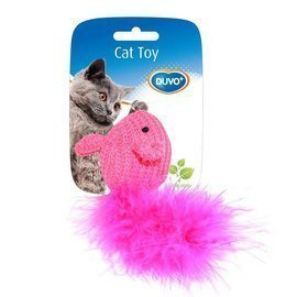Duvo+ Cat Toy: Wool Mouse with a Feather