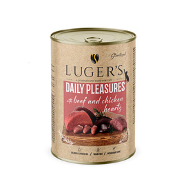 Luger's Daily Pleasures Sterilised Wet Cat Food with Beef and Chicken Hearts, 400 g
