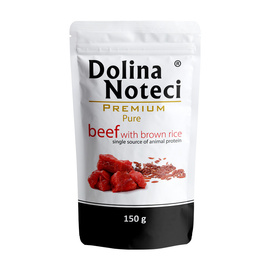 Dolina Noteci Premium Pure Wet Dog Food for Dogs with Allergies—Rich in Beef with Brown Rice, 150 g pouch