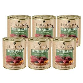 Luger's Daily Pleasures Wet Dog Food with Wild Boar and Pumpkin, 6 x 800 g Set