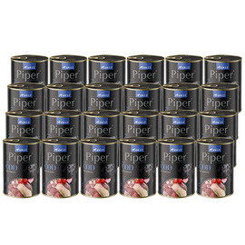 Piper Animals Wet Dog Food with Cod and Tomato, 24 x 400 g Set