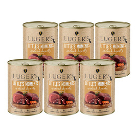 Luger's Little's Moments Wet Dog Food for Small Breeds with Duck Hearts and Carrots, 6 x 400 g Set