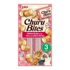 Inaba Cat Churu Bites Chicken Wraps Tuna & Salmon Cat Treats with Tuna and Salmon 3 x 10 g