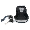 Black Mesh Harness with Leash, Size M, with Reflective Strips, for Cats and Small Dogs
