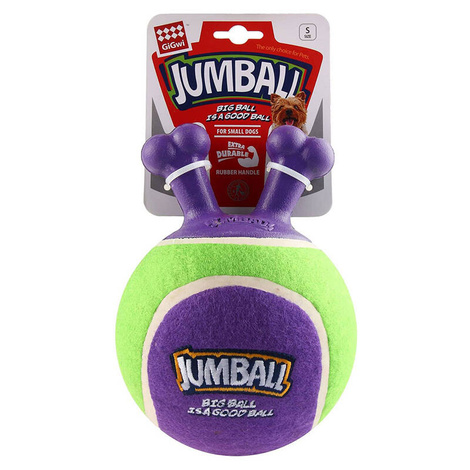 GiGwi Jumball Dog Toy—Ball with Handles for Small Dogs, Green and Purple