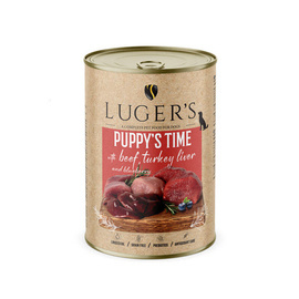 Luger's Puppy's Time Wet Dog Food for Puppies with Beef, Turkey Liver, and Blueberries, 400 g