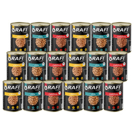 Rafi Classic Wet Cat Food, Chunks in Gravy, Mixed Flavors, 18 x 415 g Set