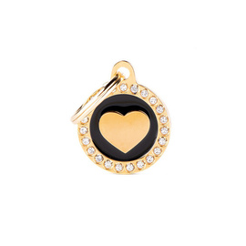 Engraved ID Tag for Dogs and Cats: Heart-Shaped Ring in Gold Glam