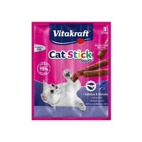 Vitakraft Stick Mini Cat Treats: Cod with Saithe, 3 pieces