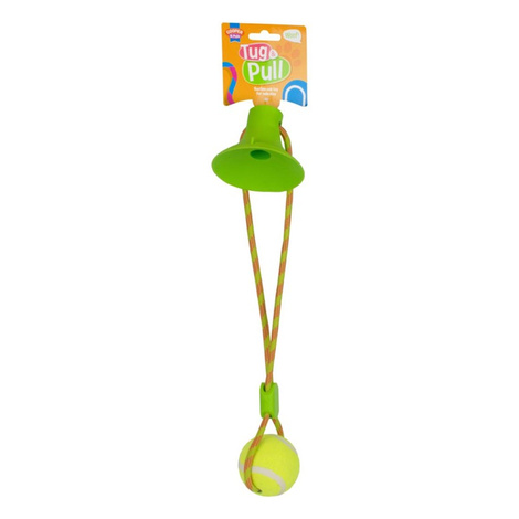 Cooper & Pals Tugo Pull Green Dog Toy: Tennis Ball on a Rope