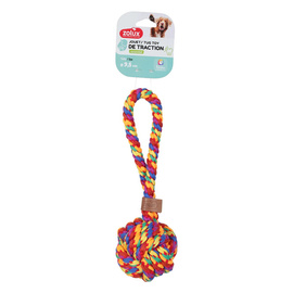 Zolux Rainbow Rope Ball Tug-of-War Dog Toy, 9.5 cm