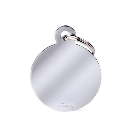 Engraved ID Tag for Dogs and Cats—Large Silver Circle