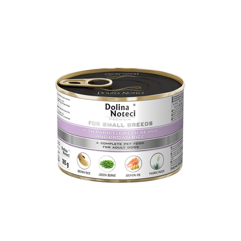 Dolina Noteci Premium Wet Dog Food for Small Breeds with Rabbit, Beans, and Brown Rice, 185 g can
