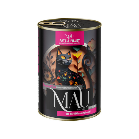 MAU Pâté and Fillet Wet Cat Food for Spayed/Neutered Cats—Goose with Rabbit and Raspberries, 400 g