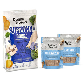 Dolina Noteci Premium Dried Dog Food with Cod, 9 kg + 2 free Smart Chews Allergy Relief for dogs prone to allergies