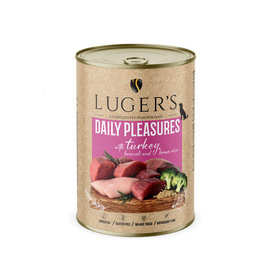 Luger's Daily Pleasures Wet Dog Food with Turkey, Broccoli, and Brown Rice, 400 g
