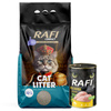 Rafi Lavender-Scented Clumping Cat Litter, Compact 10 L + a free 400 g bag of Rafi Cat Adult with Chicken