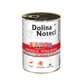 Dolina Noteci Premium Junior Wet Dog Food Rich in Beef Hearts, 400 g Can