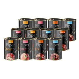 Piper Animals Adult Wet Cat Food, 4-Flavor Mix, 12 x 400 g