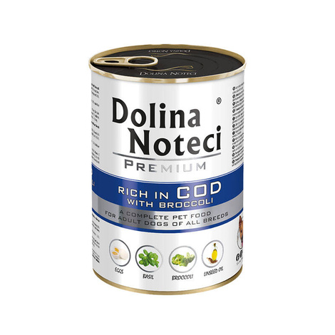 Dolina Noteci Premium Wet Dog Food, Rich in Cod with Broccoli, 400 g Can