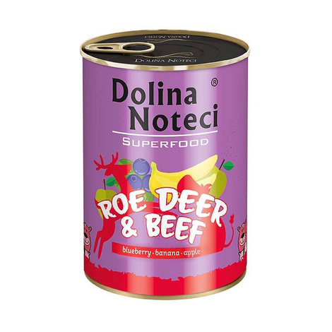 Dolina Noteci Superfood Wet Dog Food with Venison and Beef, 400 g Can