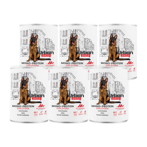 Over Zoo Urban Pets Mono Protein Wet Dog Food with Venison, 6 x 800 g Set