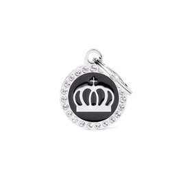 Engraved ID Tag for Dogs and Cats—Black Glam Crown
