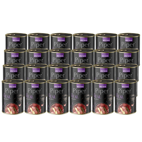 Piper Animals Junior Wet Dog Food with Veal and Apple, 24 x 400 g Set