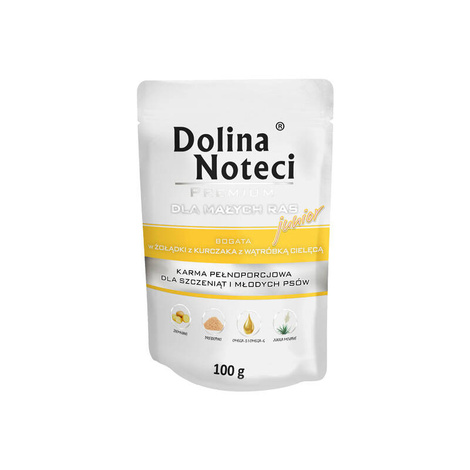 Dolina Noteci Premium Wet Dog Food for Junior Small Breeds, Rich in Chicken Stomachs with Veal Liver, 100 g pouch
