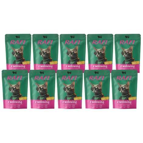 Rafi Classic Wet Cat Food with Beef, 10 x 100 g Pack