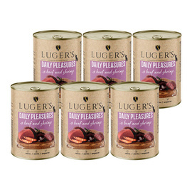 Luger's Daily Pleasures Wet Cat Food with Beef and Shrimp, 6 x 400 g Set