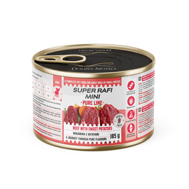 Super Rafi Mini Pure Line Wet Dog Food for Small Breeds with Beef and Sweet Potatoes, 185 g