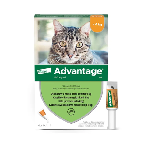 Advantage Flea Drops for Cats Up to 4 kg, 0.4 ml - 4 pcs.