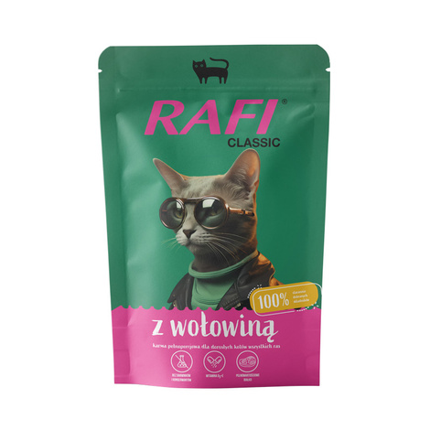 Rafi Classic Wet Cat Food with Beef, 10 x 100 g Pack