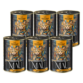 MAU Pâté and Fillet Wet Cat Food: Turkey with Peanut Butter, 6-Pack (400 g each)