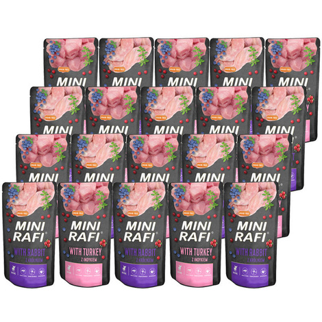 Mini Rafi Wet Dog Food, Turkey and Rabbit Flavor Mix, 20 x 150 g