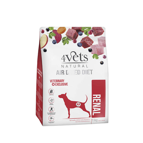 4Vets Natural Renal Dry Dog Food for Dogs with Kidney Failure, 1 kg