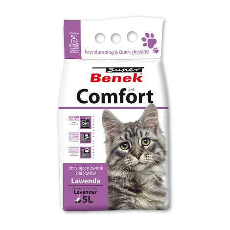 Super Benek Lavender-Scented Clumping Cat Litter, 5 L