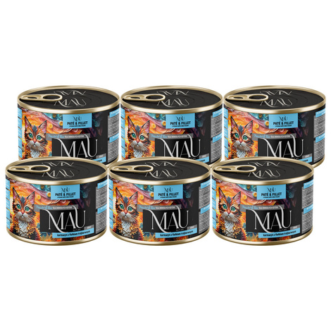 MAU Pâté and Fillet Wet Cat Food: Crimson with Tricolor Violet, 6-pack (185 g each)