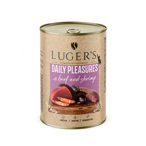Luger's Daily Pleasures Wet Cat Food with Beef and Shrimp, 400 g