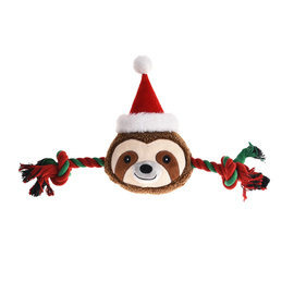 Barry King Christmas Dog Toy: Rope with a Plush Sloth, 46 x 23.5 cm