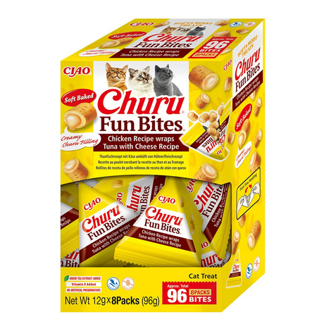 Inaba Cat Churu Fun Bites Cat Treats with Tuna and Cheese, 8 x 12 g