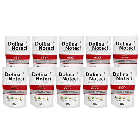 Dolina Noteci Premium Wet Dog Food, Rich in Beef, 10 x 500 g Set