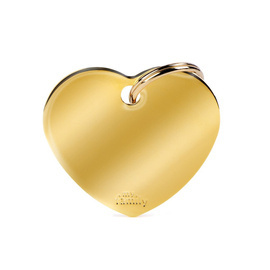 Large Gold Heart-Shaped Engraved ID Tag for Dogs and Cats