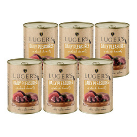Luger's Daily Pleasures Wet Cat Food with Duck Hearts, 6 x 400 g Set