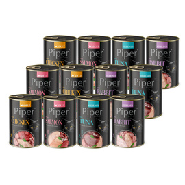 Piper Animals Adult Sterilized Wet Cat Food, Mixed Flavors, 12 x 400 g