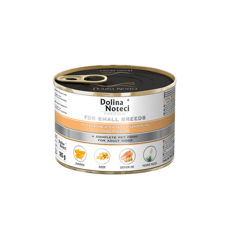 Dolina Noteci Premium Wet Dog Food for Small Breeds with Pheasant, Pumpkin, and Pasta, 185 g can