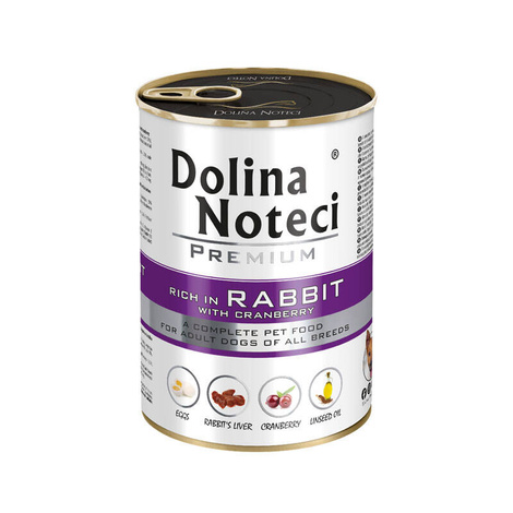 Dolina Noteci Premium Wet Dog Food, Rich in Rabbit with Cranberries, 400 g Can