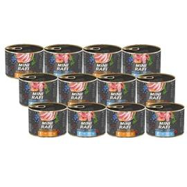Mini Rafi Wet Dog Food, 12 x 185 g, with Duck and Lamb MIX